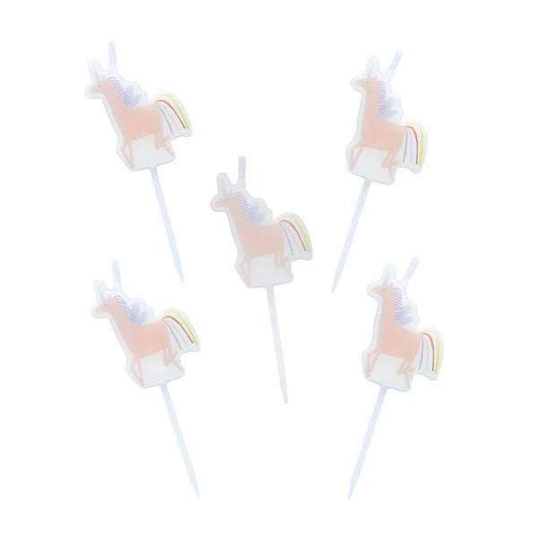 Unicorn Pick Birthday Cake Candles (Pack of 5) - Anilas UK