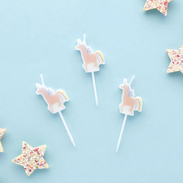 Unicorn Pick Birthday Cake Candles (Pack of 5) - Anilas UK