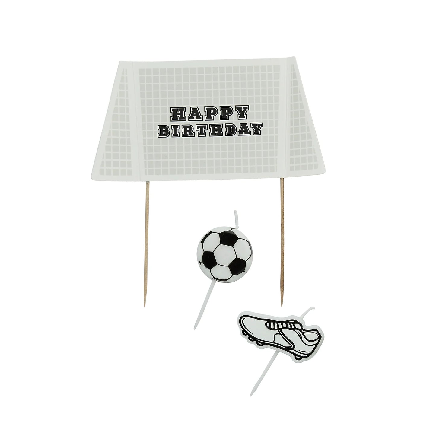 Football Theme Goal Cake Topper and Pick Birthday Cake Candle Set - Anilas UK