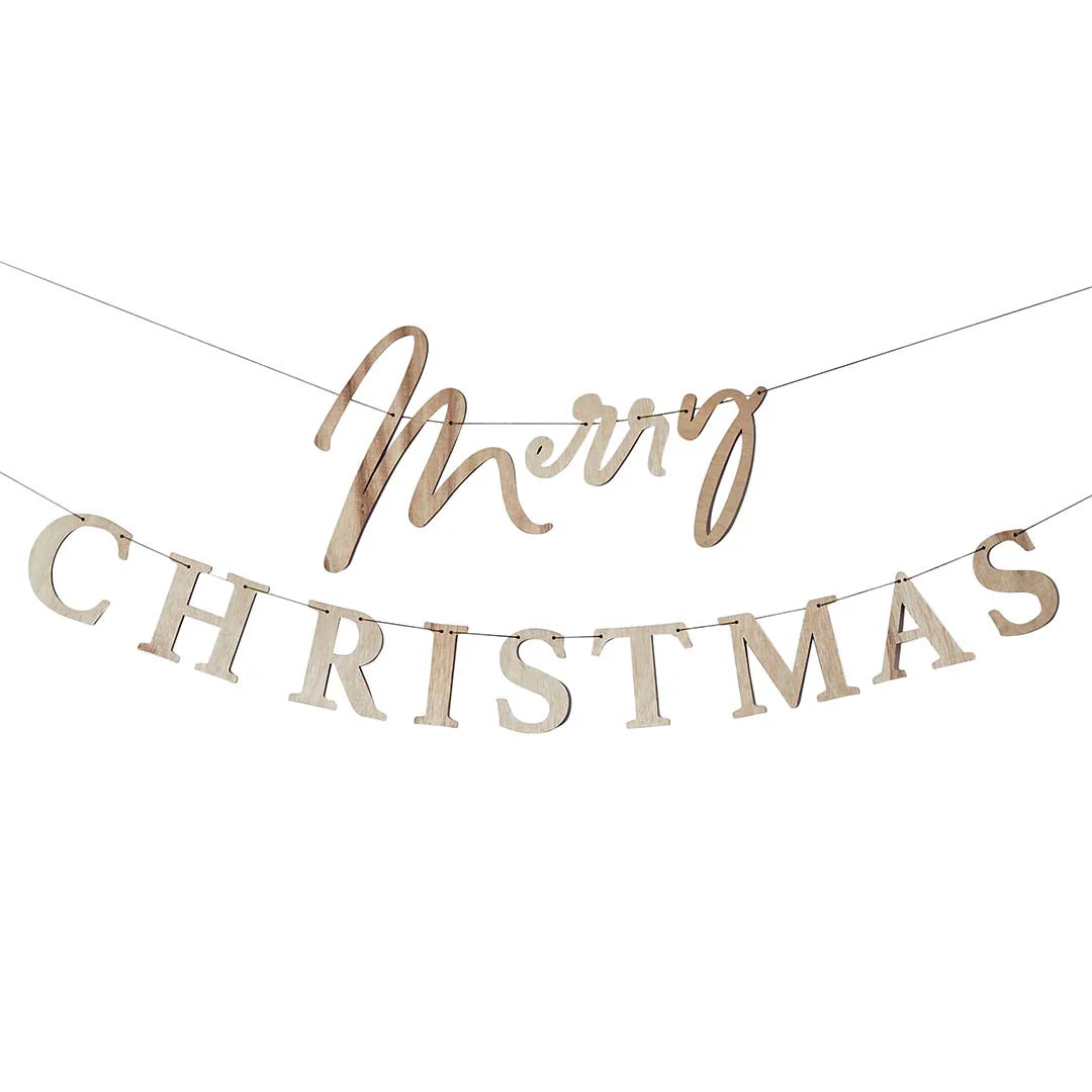 Wood 'Merry Christmas' Banner - Anilas UK