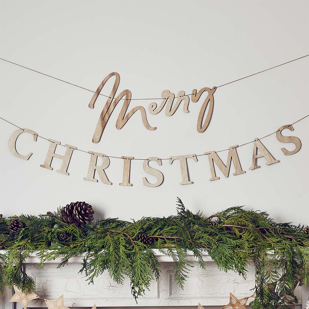 Wood 'Merry Christmas' Banner - Anilas UK