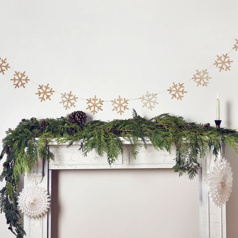 Christmas Wooden Snowflake Garland Banner - Anilas UK