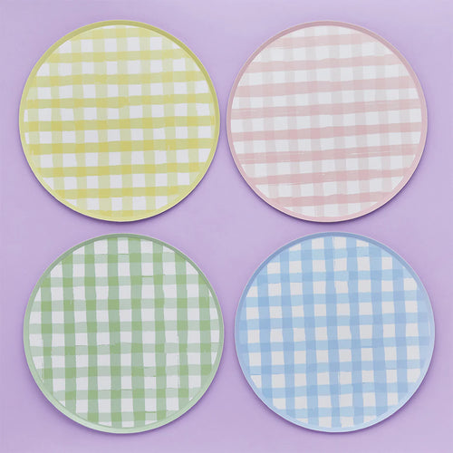 Gingham Paper Plates (Pack of 8) - Anilas UK