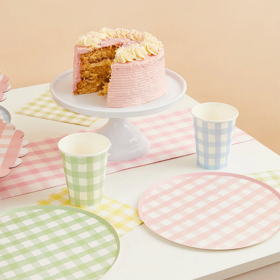 Gingham Paper Cups (Pack of 8) - Anilas UK