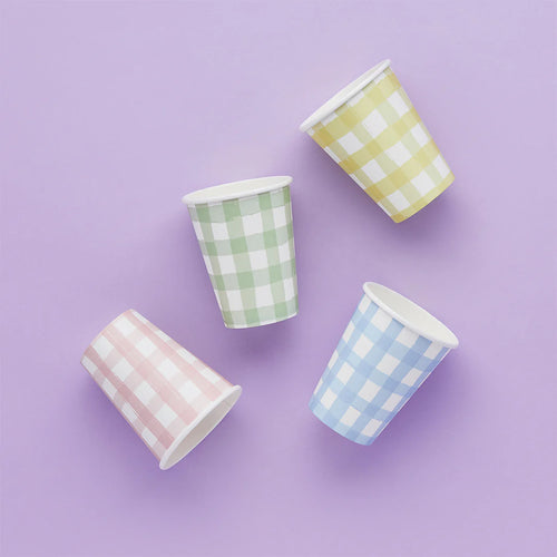 Gingham Paper Cups (Pack of 8) - Anilas UK