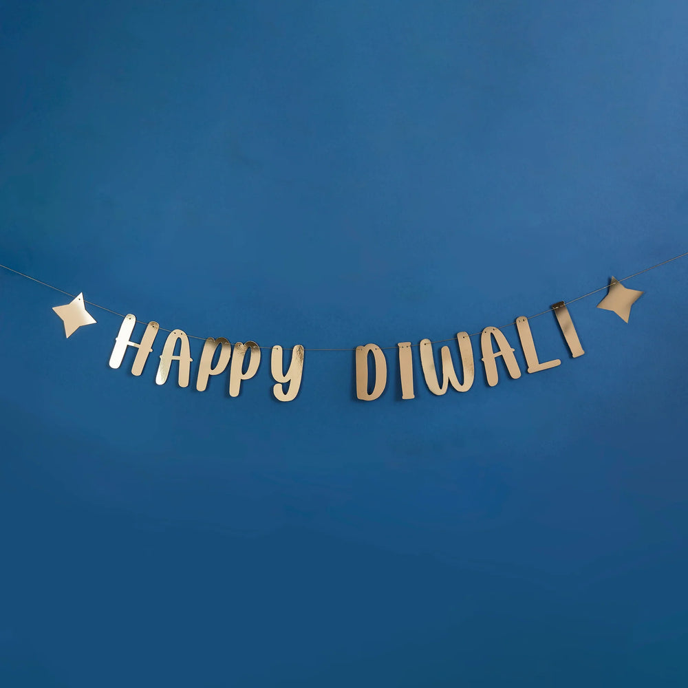 Gold Happy Diwali Banner - Anilas UK