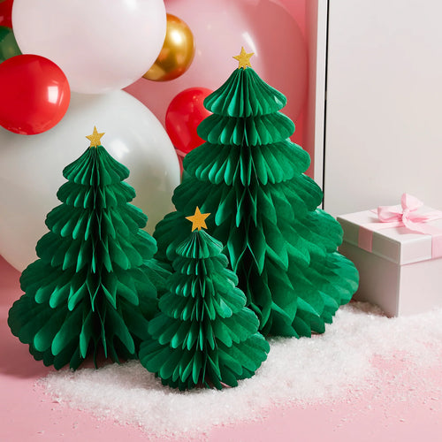 Green Honeycomb Christmas Trees 3 Pack - Anilas UK