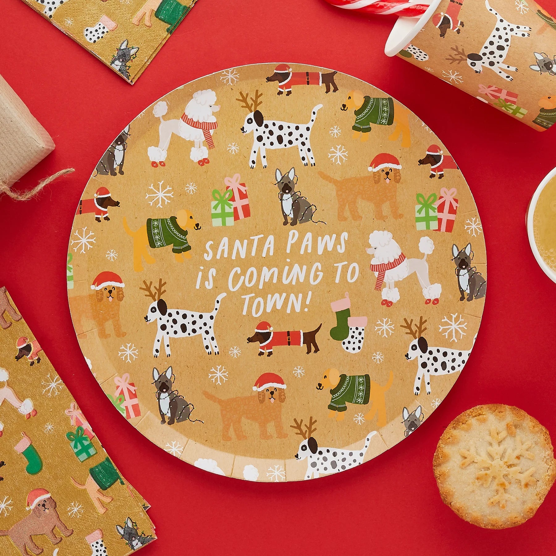 Santa Paws Eco Paper Plates (Pack of 8) - Anilas UK