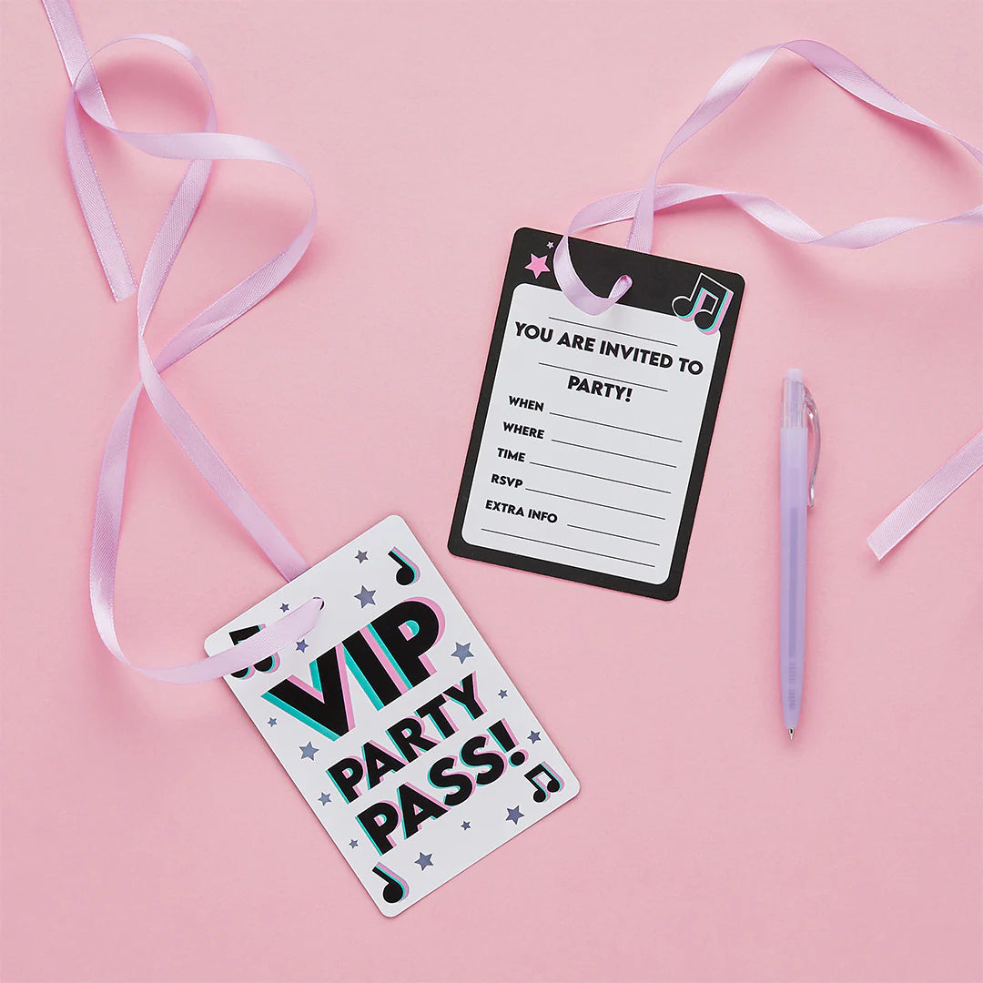 VIP Pass Party Invitations (Pack of 10) - Anilas UK