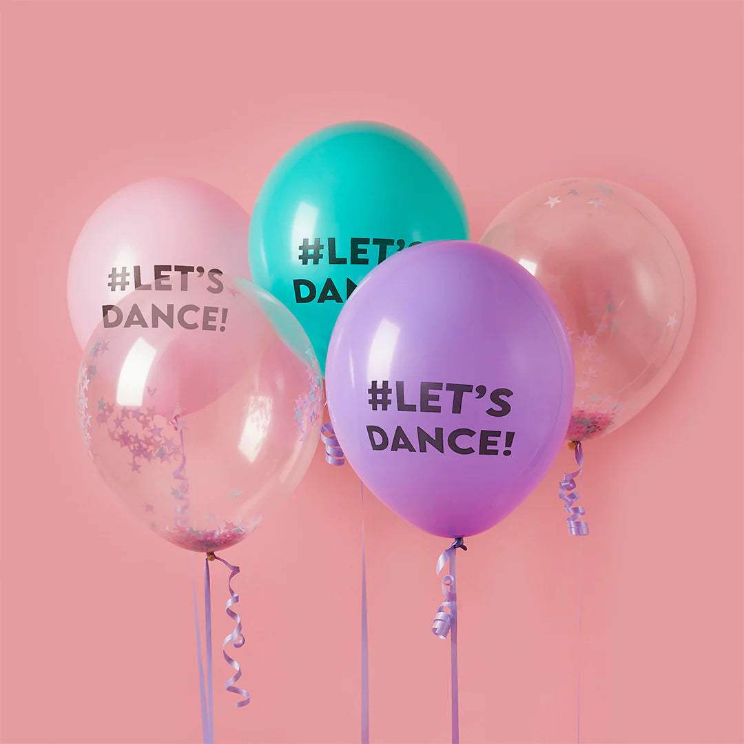 Let's Dance Confetti Filled 12" Latex Balloons (Pack of 5) - Anilas UK