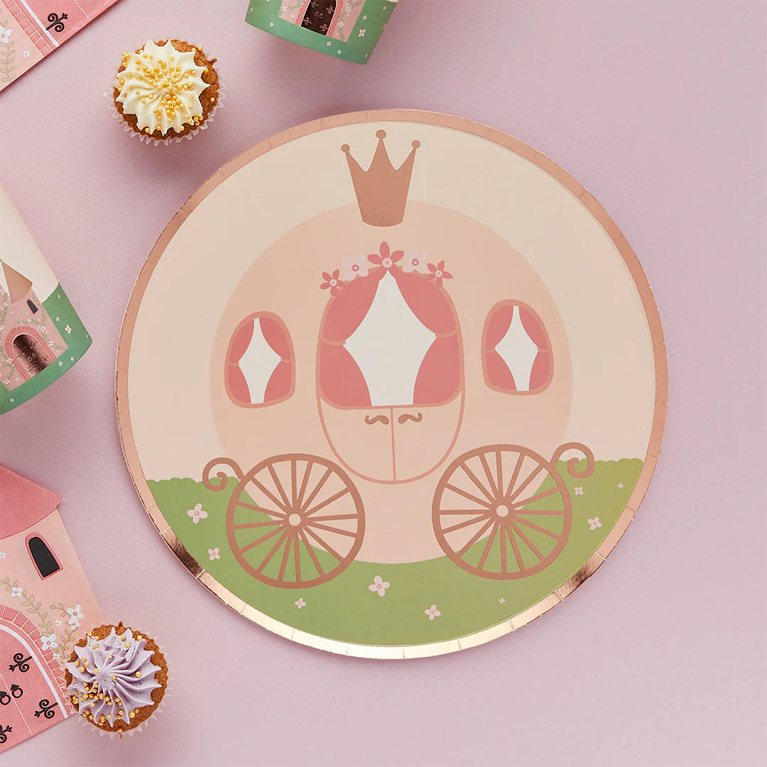 Princess Carriage Paper Plates (Pack of 8) - Anilas UK