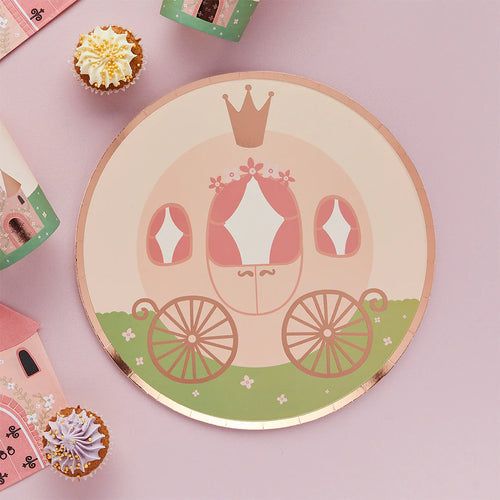 Princess Carriage Paper Plates (Pack of 8) - Anilas UK