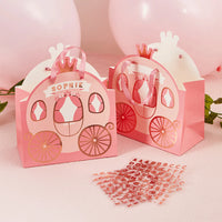 Princess Carriage Party Bags With Personalised Sticker Sheets (Pack of 4) - Anilas UK