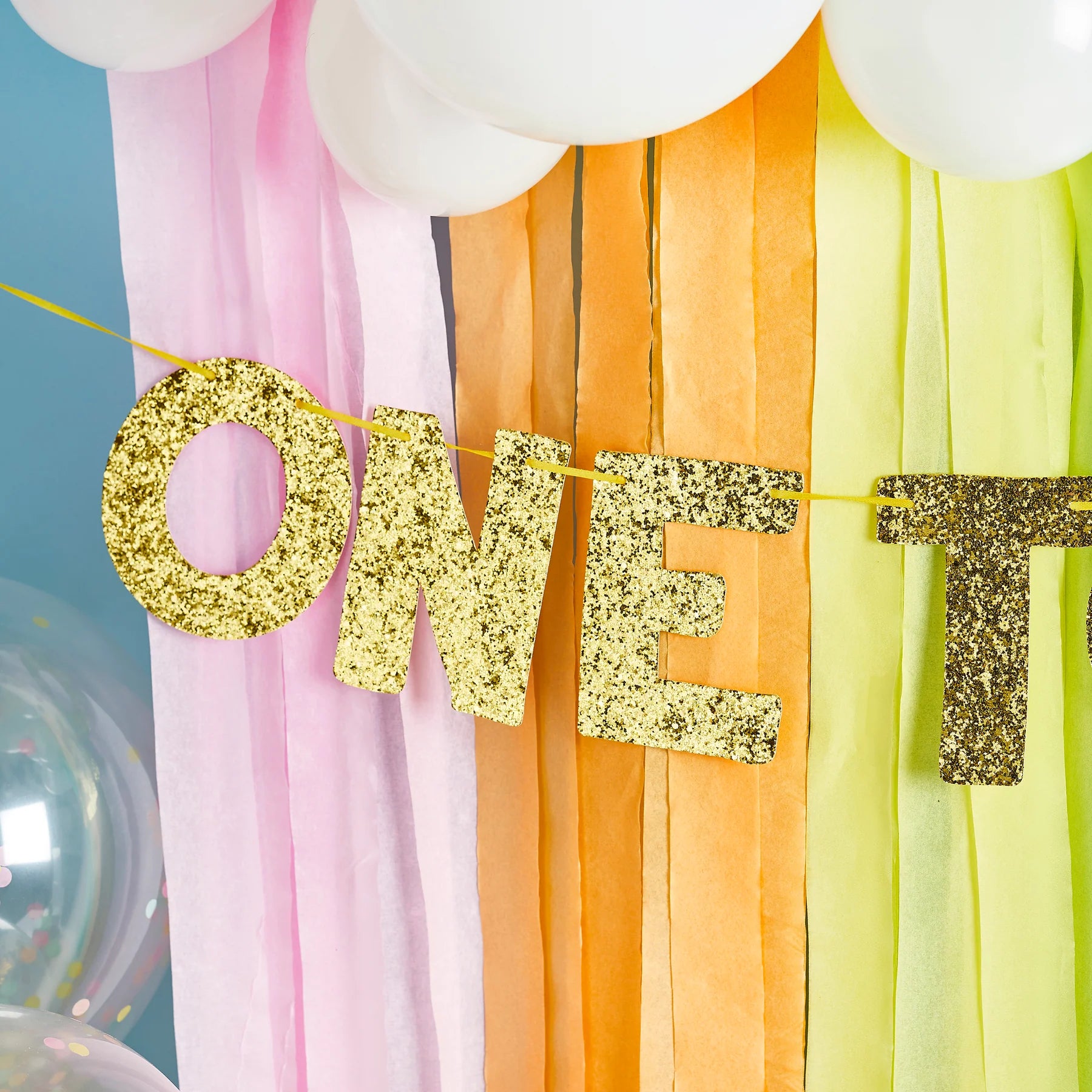 "One Today" Gold First Birthday Banner - 2m long - Anilas UK