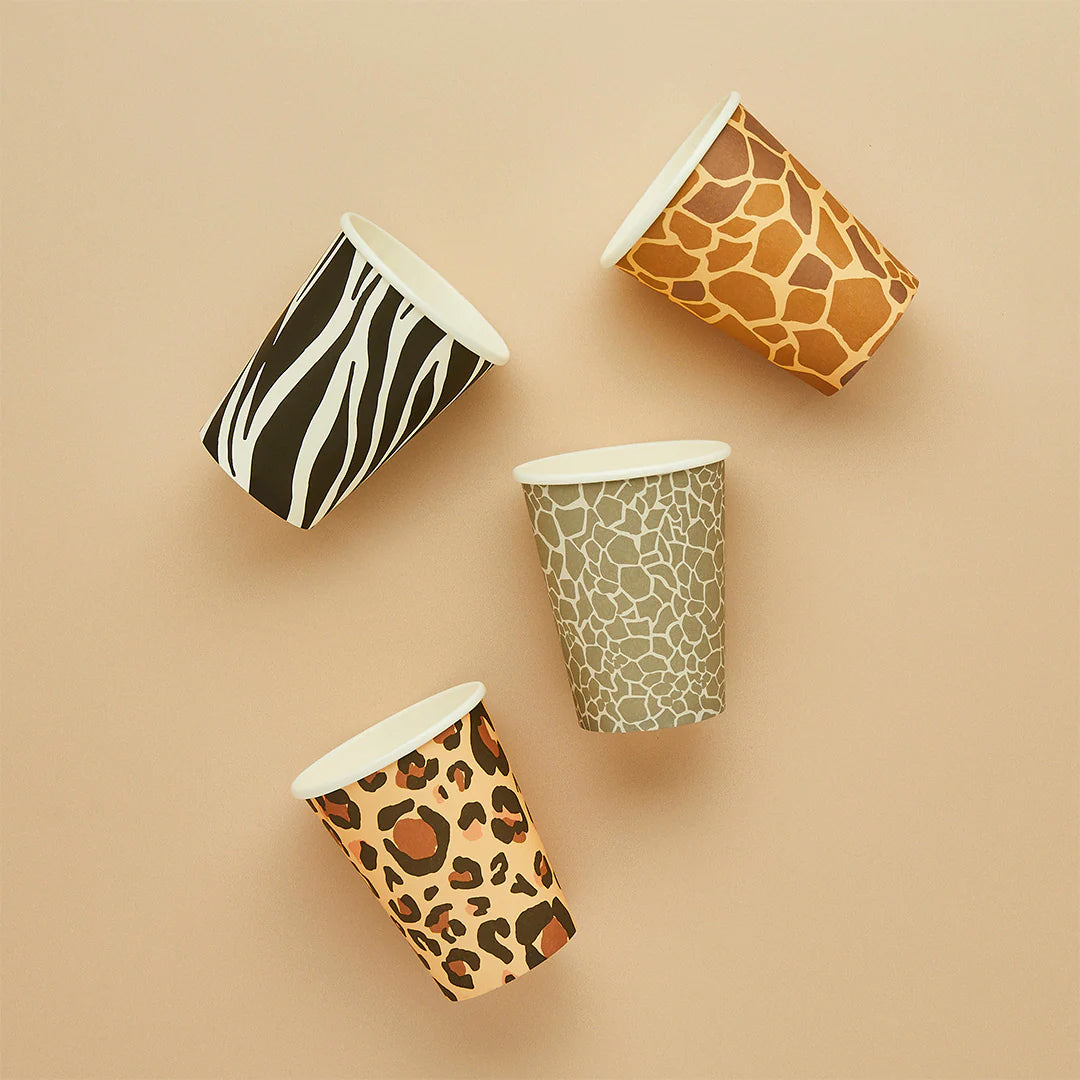 Safari Animal Print Paper Cups (Pack of 8) - Anilas UK