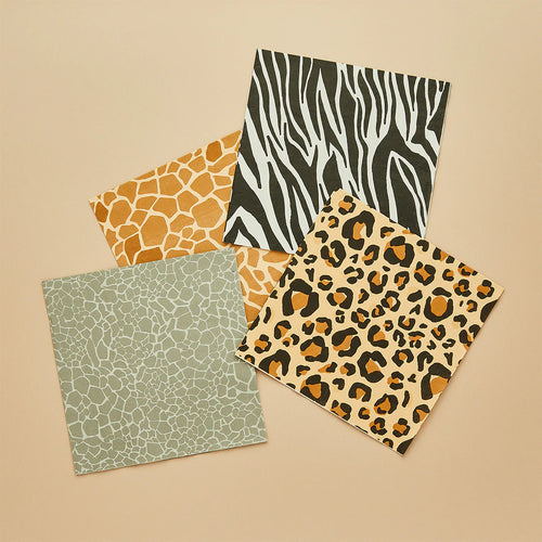 Safari Animal Print Paper Napkins (Pack of 16) - Anilas UK