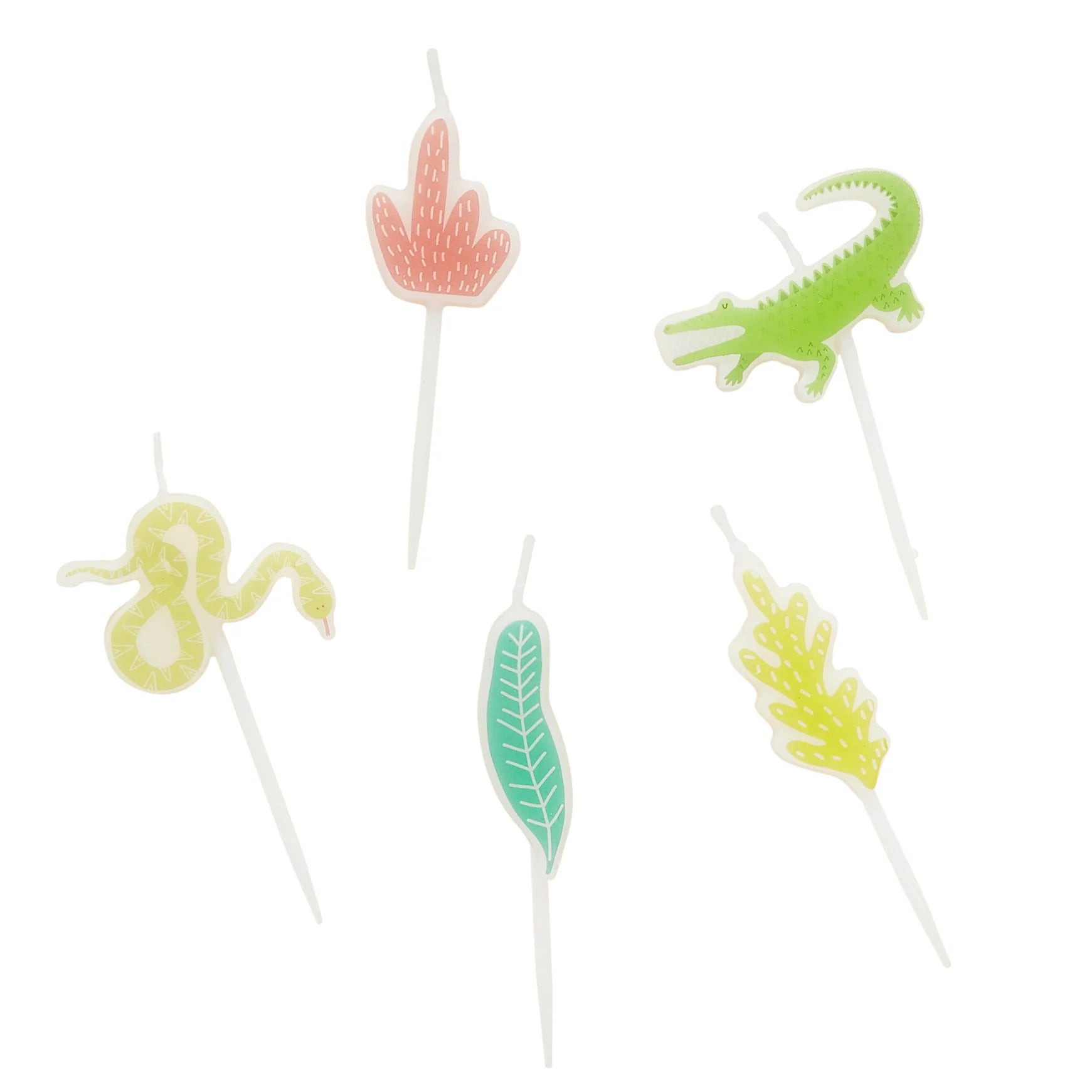 Jungle Themed Pick Birthday Cake Candles (Pack of 5) - Anilas UK