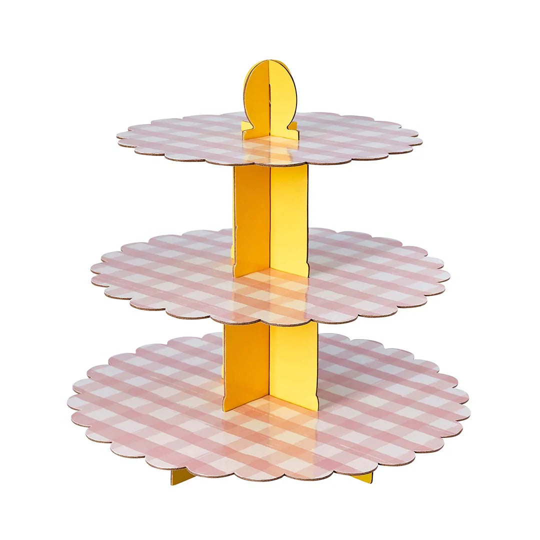 Pink Gingham 3 Tier Cake Stand - Anilas UK