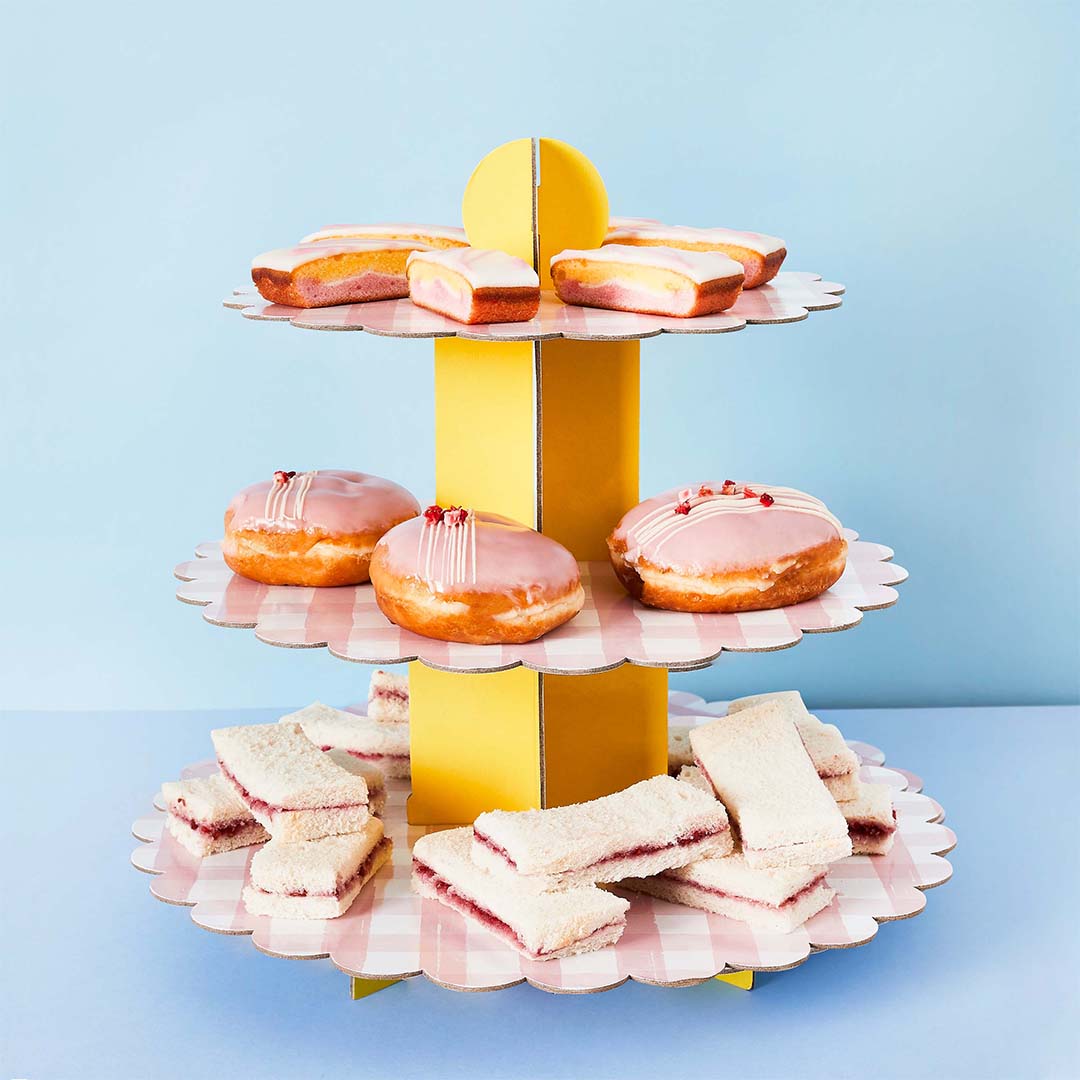 Pink Gingham 3 Tier Cake Stand - Anilas UK
