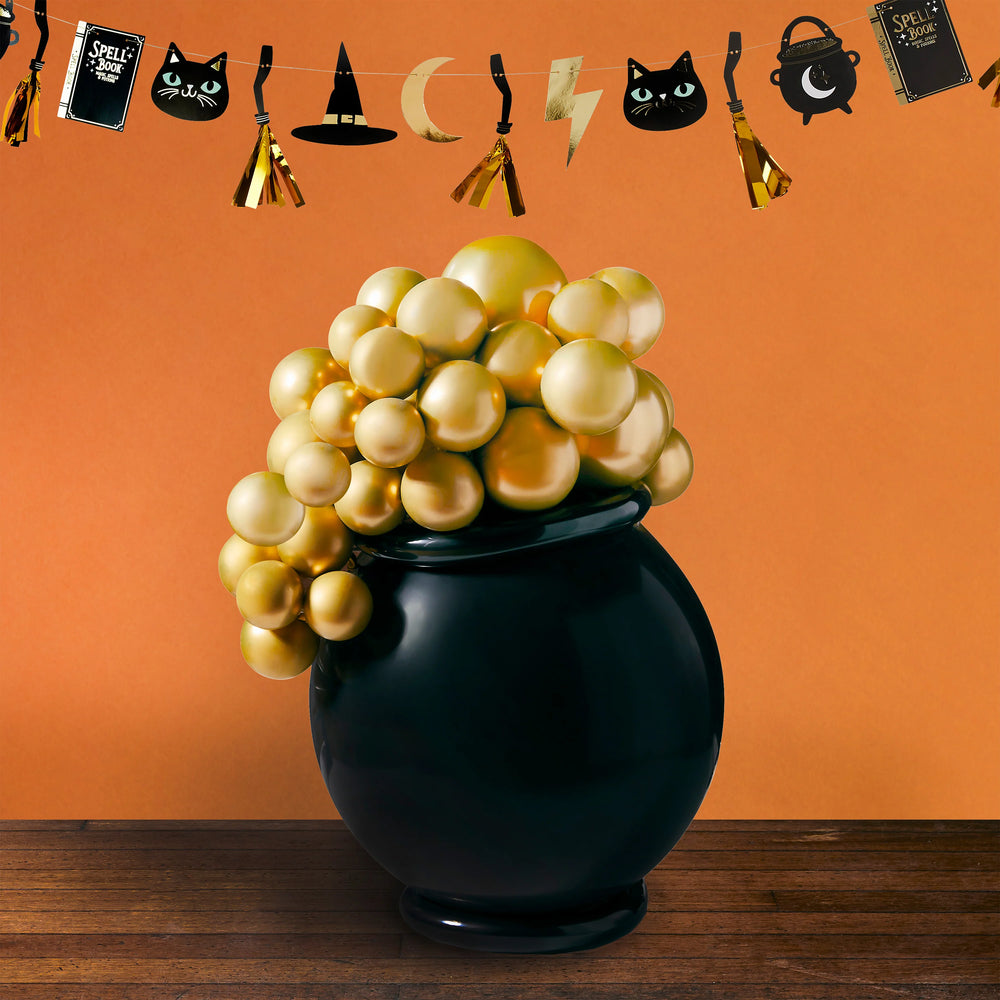 Witches Cauldron Halloween Party Balloon Set - Black & Gold