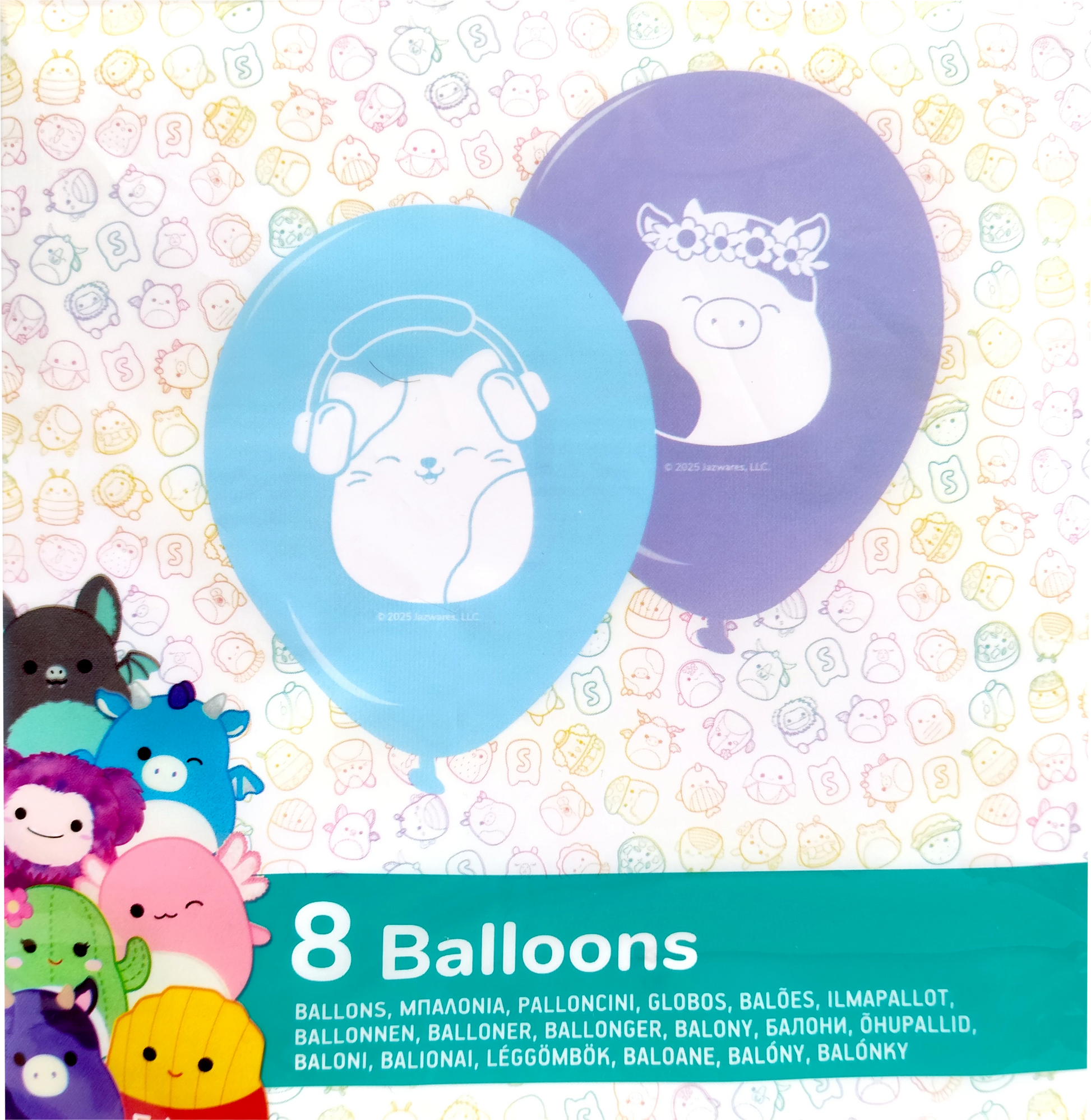 Squishmallows Printed Latex Balloons (Pack of 8) - Anilas UK