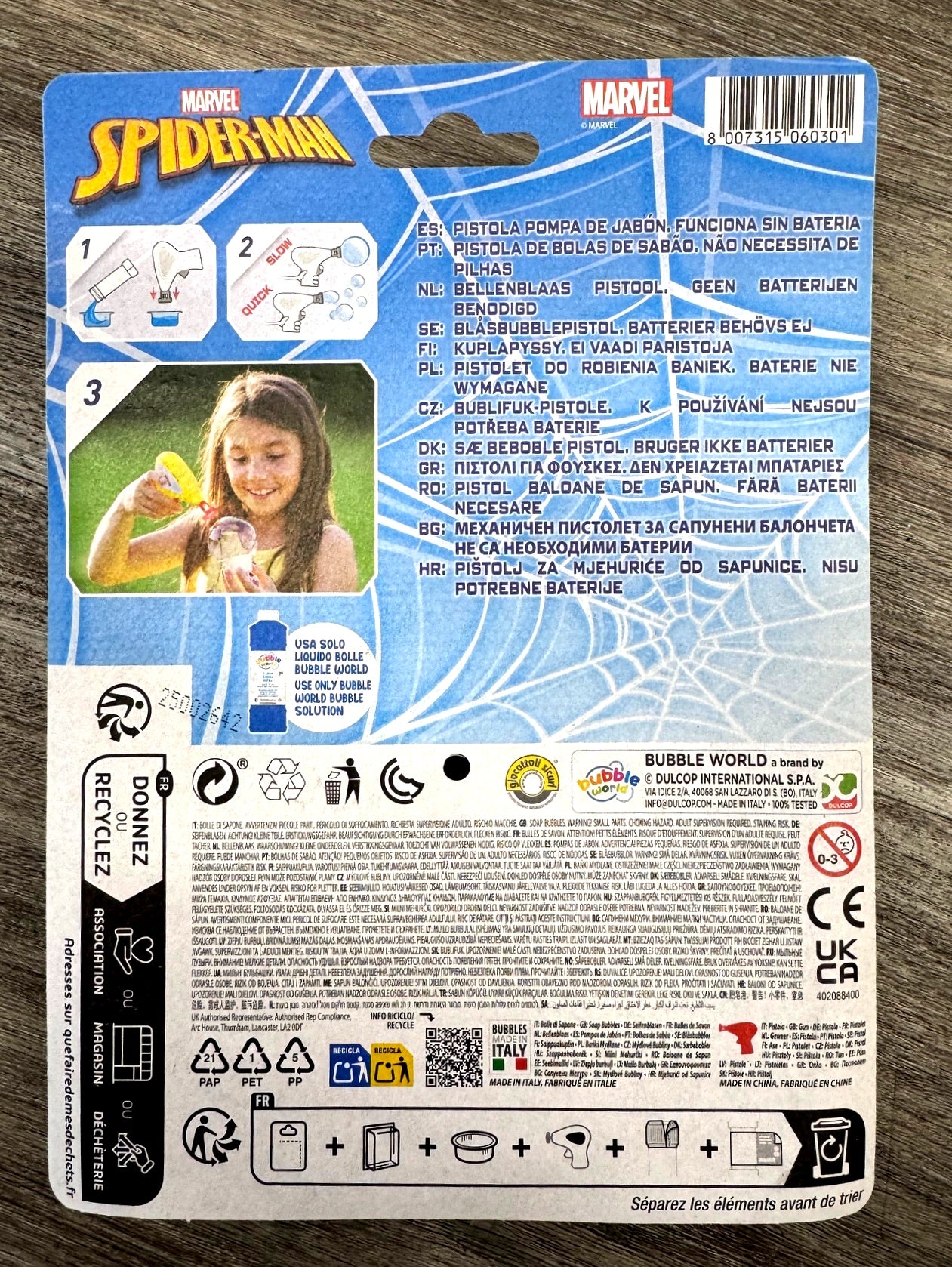 Spider-Man Bubble Gun with 60ml Bubble Tub - Anilas UK
