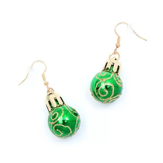 Glitter Christmas Bauble Drop Earrings - Anilas UK