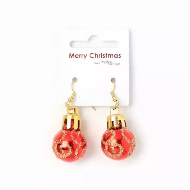 Glitter Christmas Bauble Drop Earrings - Anilas UK