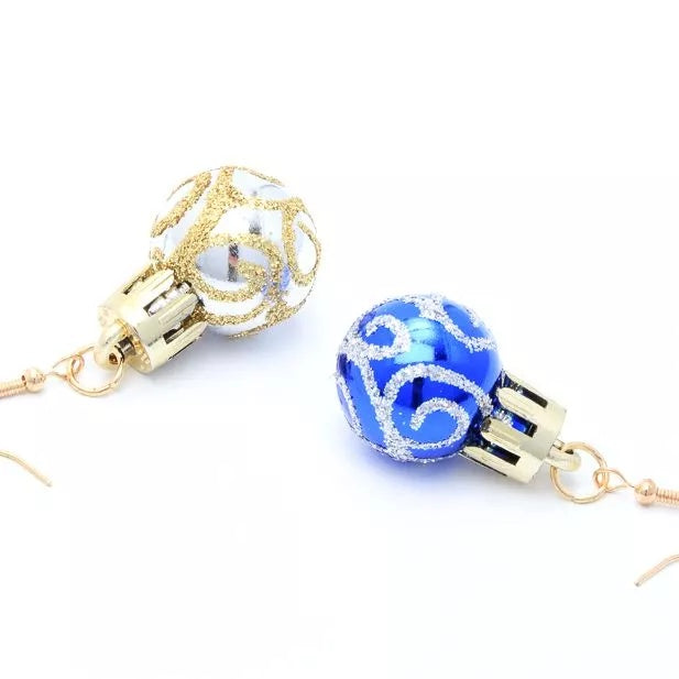 Glitter Christmas Bauble Drop Earrings - Anilas UK