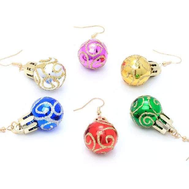 Glitter Christmas Bauble Drop Earrings - Anilas UK