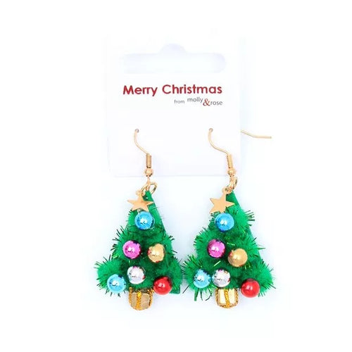 Tinsel Christmas Tree Earrings - Anilas UK