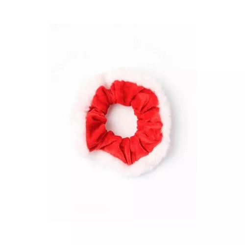 Red Velvet Christmas Scrunchie with White Trim - Anilas UK