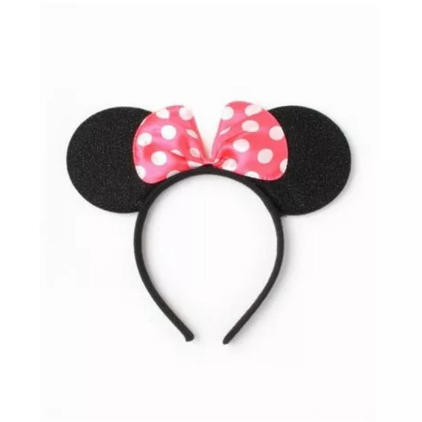Mouse Ears with Pink Satin Bow Headband - Anilas UK