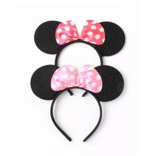 Mouse Ears with Pink Satin Bow Headband - Anilas UK