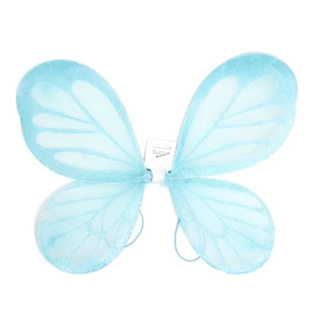 Blue or Pink Fairy Wings with coloured glitter 45x35cm - Anilas UK