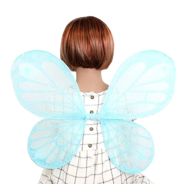 Blue or Pink Fairy Wings with coloured glitter 45x35cm - Anilas UK
