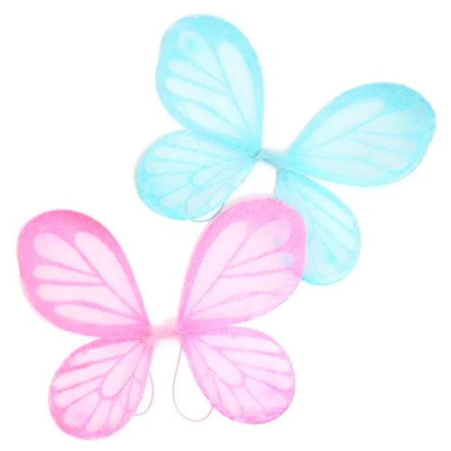 Blue or Pink Fairy Wings with coloured glitter 45x35cm - Anilas UK