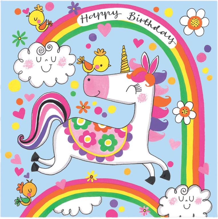 Happy Birthday Unicorns & Rainbows Jigsaw Card by Rachel Ellen Designs - Anilas UK