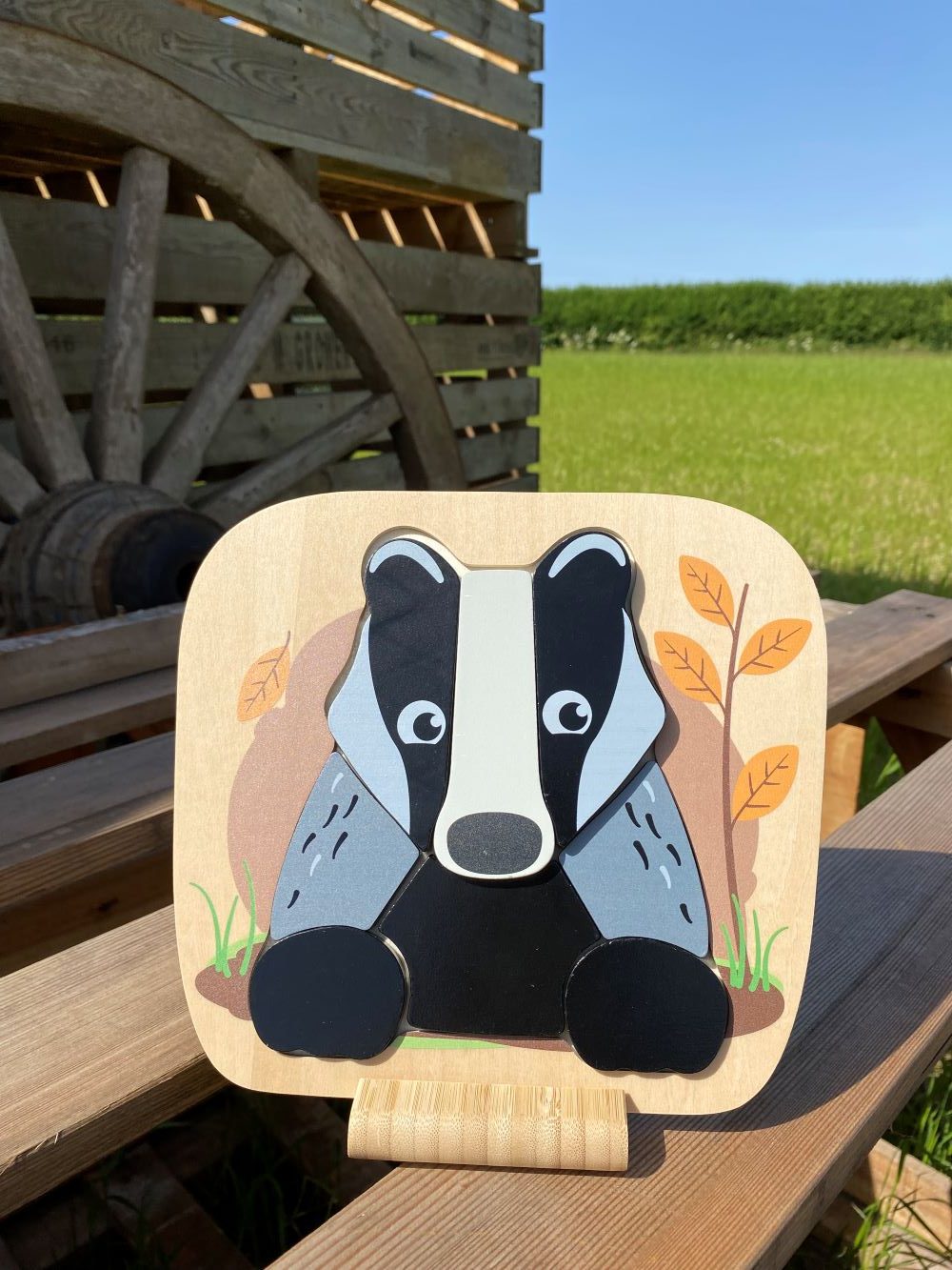 Woodland Badger Raised Wooden Chunky Jigsaw Puzzle - Anilas UK