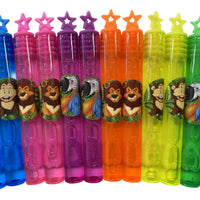 12 Jungle Themed Neon Bubble Wands with Star Topper - Anilas UK