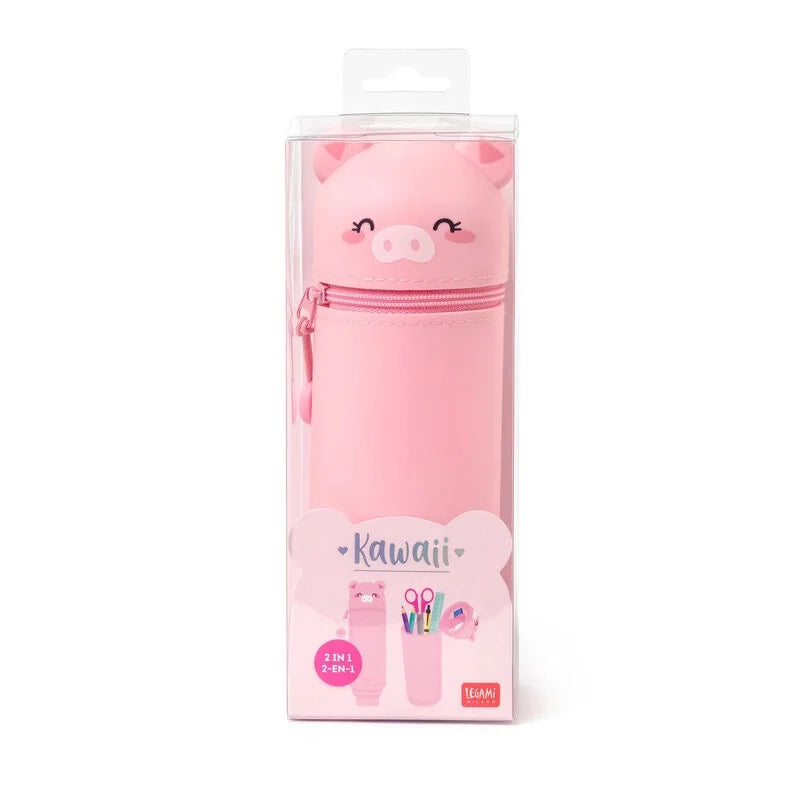 Kawaii 2-In-1 Soft Silicone Pencil Case - Piggy - Anilas UK