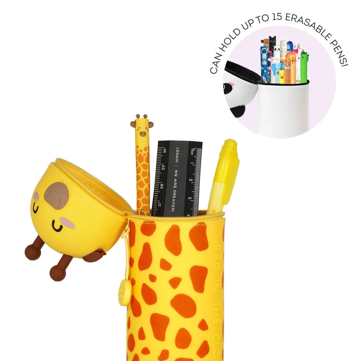 Legami Kawaii 2 in 1 Soft Silicone Pencil Case - Giraffe - Anilas UK