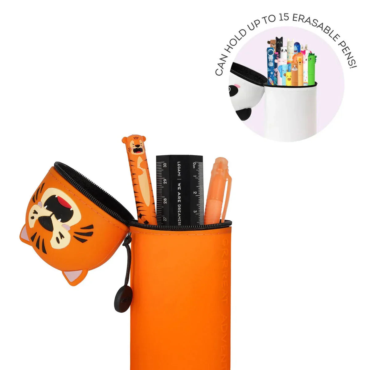 2 in 1 Soft Silicone Pencil Case - Tiger - Anilas UK