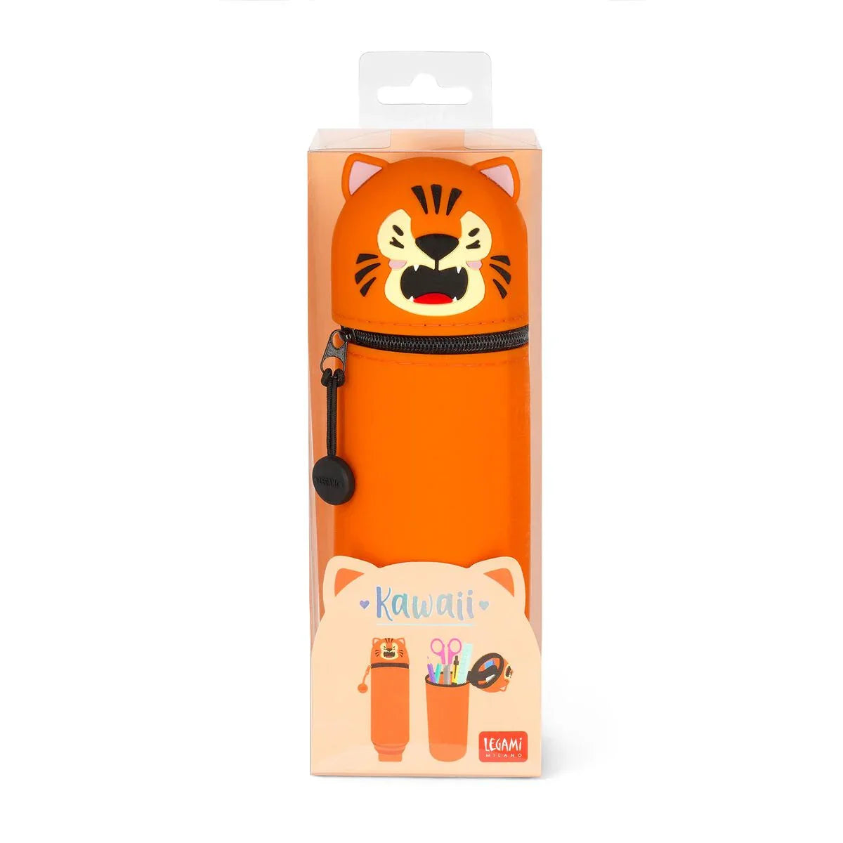 2 in 1 Soft Silicone Pencil Case - Tiger - Anilas UK