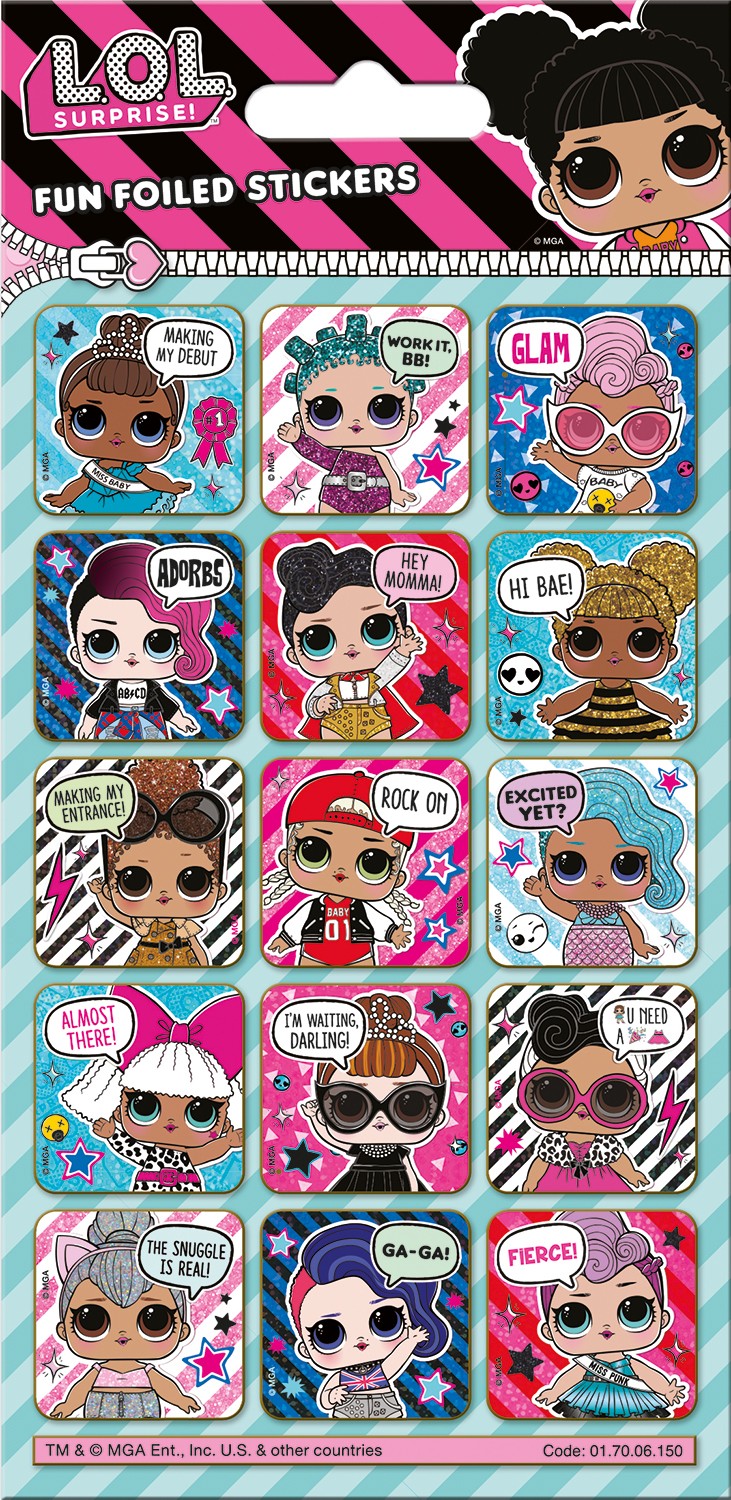 L.O.L Surprise! Glitter Captions Reusable Foiled Stickers - Anilas UK