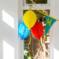 Birthday Balloons Bright Paper Honeycomb Decorations - 3 Pack - Anilas UK