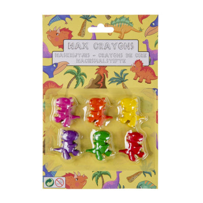 Set of 6 mini dinosaur shaped wax crayons - Anilas UK