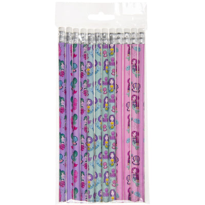 Mermaid Pencils with Erasers (Set of 12) - Anilas UK