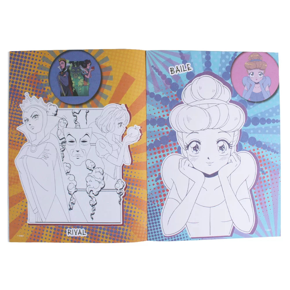 Disney Enchanted Princesses - Colouring Books with Stickers - Anilas UK