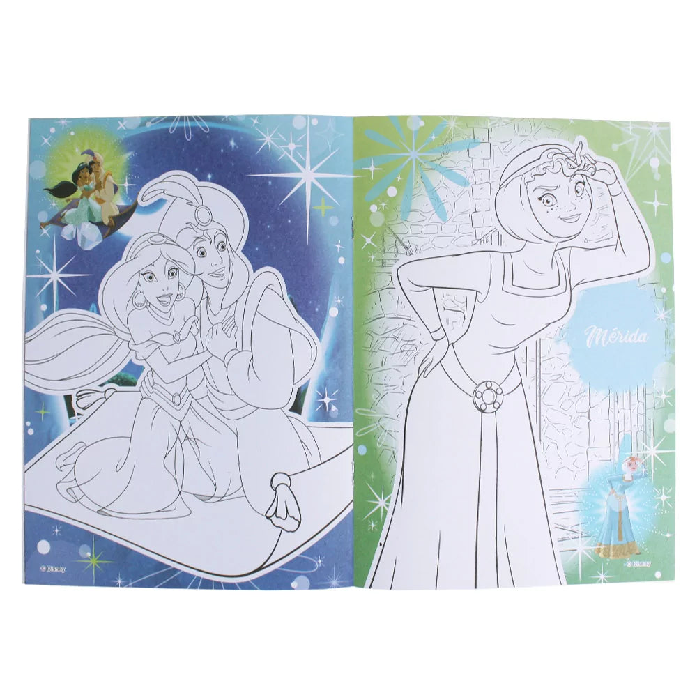 Disney Enchanted Princesses - Colouring Books with Stickers - Anilas UK